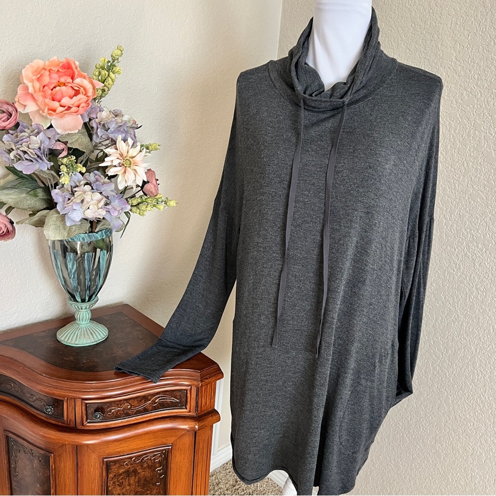 Half Moon Charcoal Cowl Neck Tunic Top